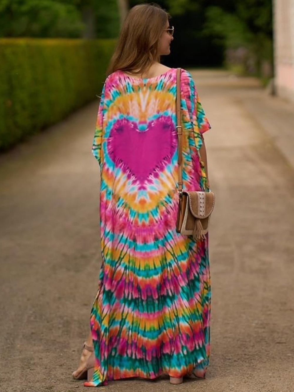 Tie Dye Boho Kimono Dress, Beach Cover up Boho Dress - Picture 2 of 3